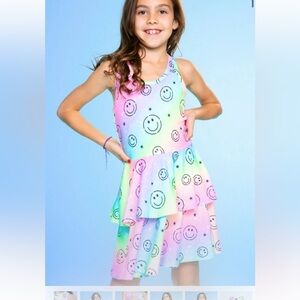 Pixielane NWT Colorful Smiley Face Kids Dress